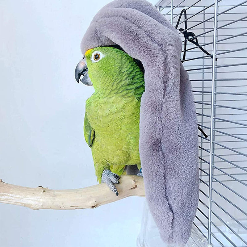 Corner Fleece Bird Blanket for Cage, Cozy Bird Bed Warmer Parrot House Cage Hanging Hammock Toy, Small Animals Shelter Plush Bedding, Cuddle Nest Hanging Toy for Parakeet Cockatiel Conure Lovebirds Grey-M - BeesActive Australia
