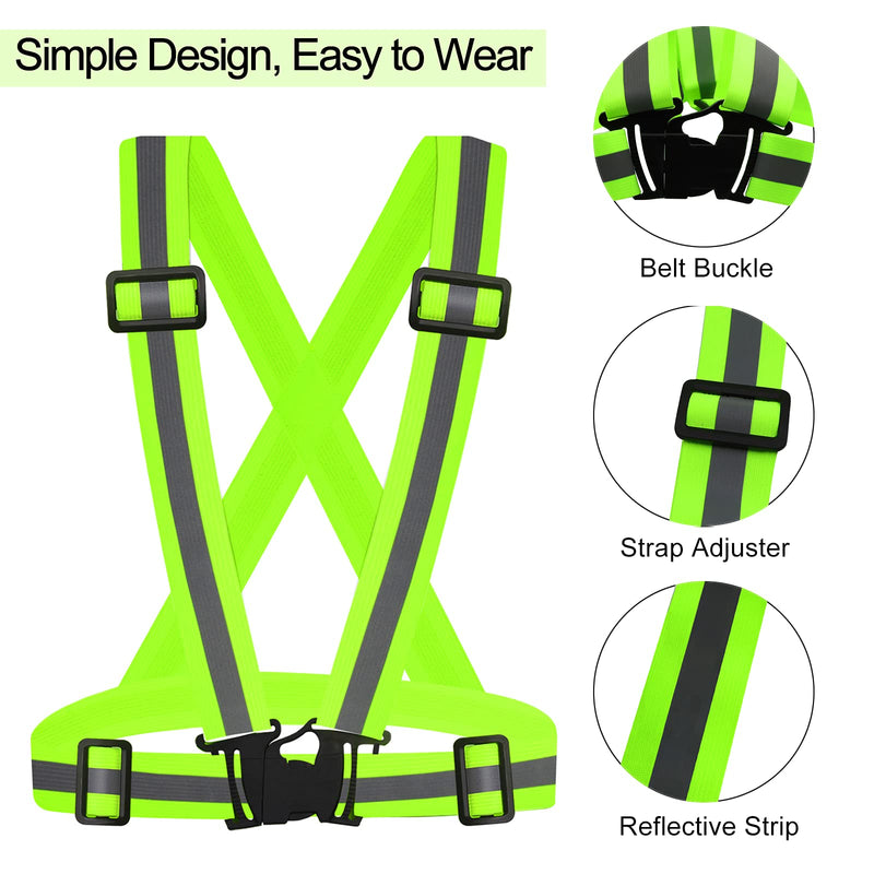 SAWNZC Running Reflective Vest Gear 2Pack, Adjustable Safety VES High Visible Reflective Belt Straps for Night Running Outdoor Cycling Motorcycle Dog Walk Jogging Fluorescent Green+pink - BeesActive Australia