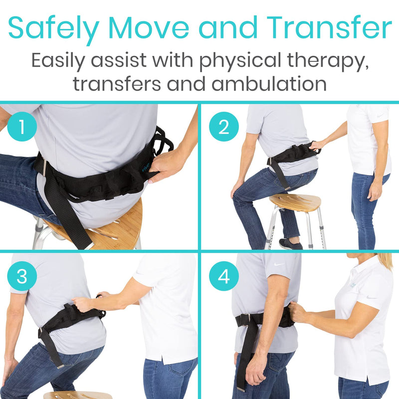 Vive Transfer Belt with Handles - Safety Gait Assist - Bariatric, Elderly, Gate Strap Quick Release (Black) - BeesActive Australia
