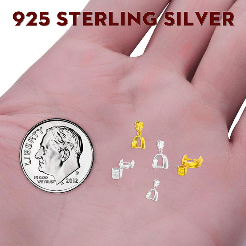 18K Gold Over 925 Sterling Silver Pendant Clasp for Necklace Pinch Bails for Jewelry Making Pendant Bail Connector for DIY Dangle Charms Bracelet Earring Made in Italy 2Pcs 18K Gold Over Sterling Silver Large(15x8mm) - BeesActive Australia