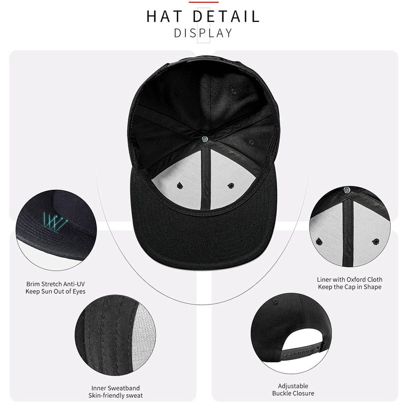 Negi Snapback Hats for Men Flat Bill Fitted Caps Hiphop Rap Adjustable Baseball Trucker Dad Hat Classic Black Rose Hand - BeesActive Australia