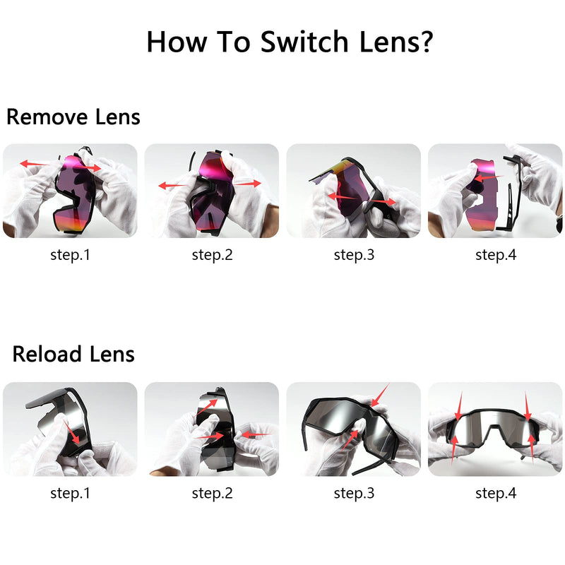 KAPVOE Polarized Cycling Glasses with 4 Interchangeable Lenses TR90 Sports Sunglasses Women Men Running 01 - BeesActive Australia