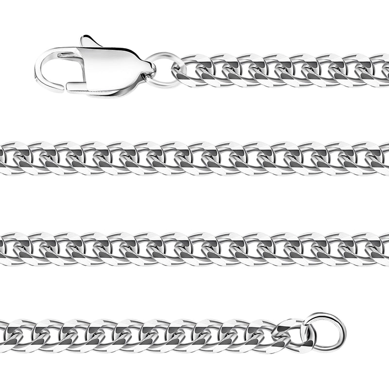 Mens Silver Chain, 3.5mm Curb Cuban Link Chain, Solid Diamond Cut Stainless Steel Necklace For Women, Italy Jewelry Available In 16-28 Inches 16 Inch(Women’s choker length) - BeesActive Australia