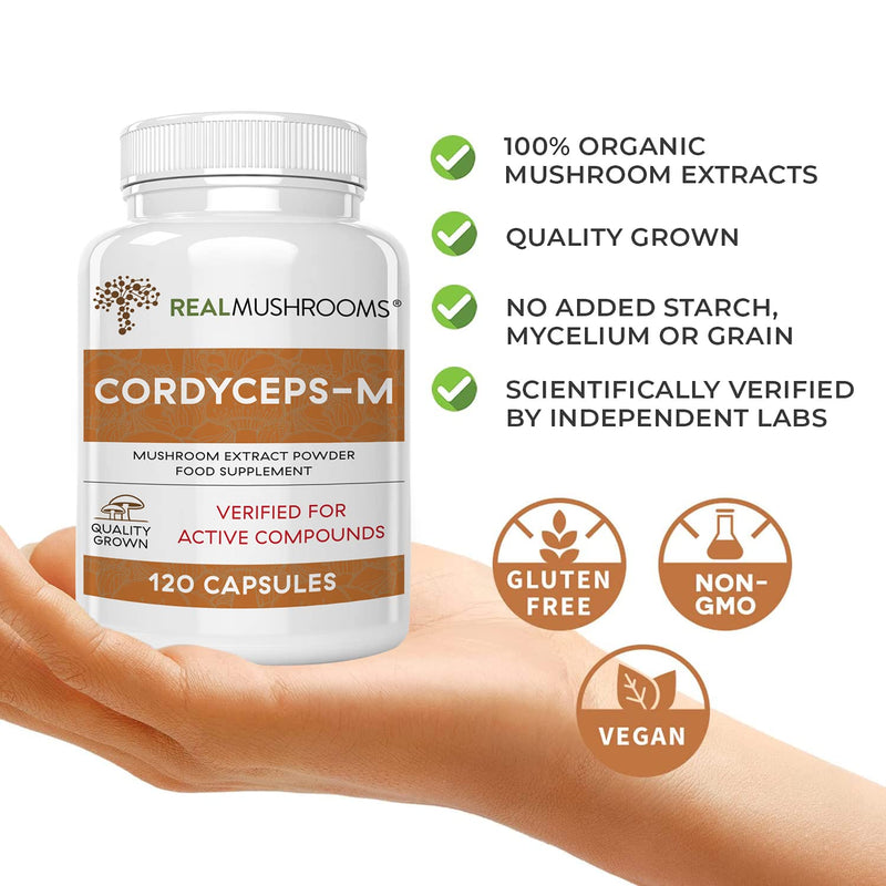 Real Mushrooms Cordyceps for Humans (120ct) and Lions Mane for Pets (120ct) - Bundle for Energy, Vitality & Cognition - Vegan, Non-GMO, Gluten-Free, Grain-Free Mushroom Extract Supplements - BeesActive Australia