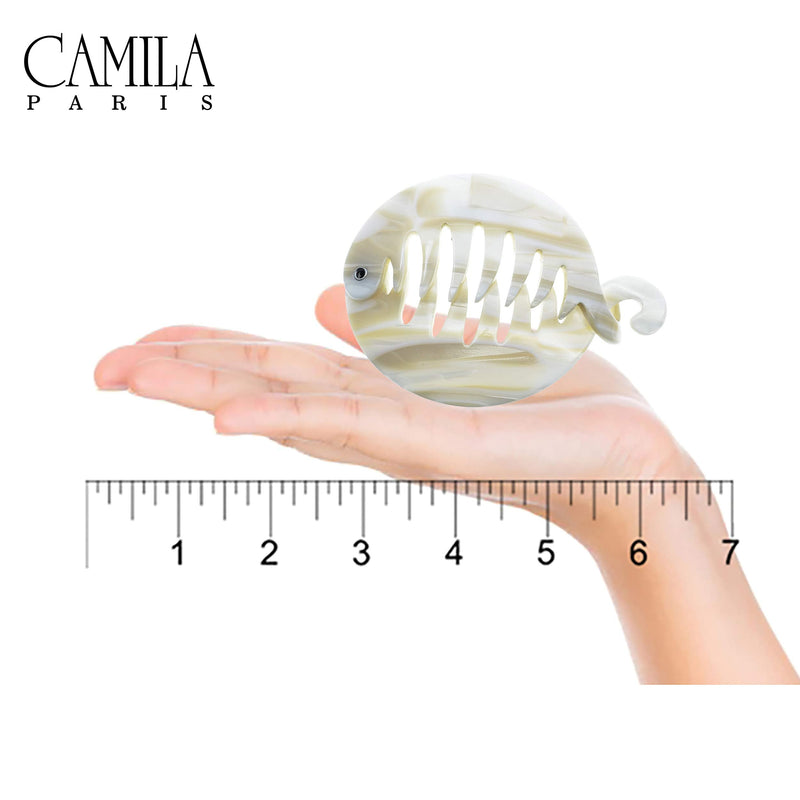 Camila Paris CP2338 3.25 inch French Banana Clip Hair Comb, Round Beige Girls Ponytail Holder Interlocking Banana Combs For Volume Thick Hair. Fashion Styling Hair Accessories for Women Made in France Beige Handmade - BeesActive Australia