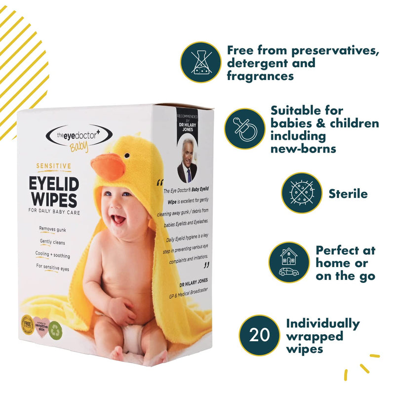 The Eye Doctor Sensitive Sterile Baby Eyelid 20 Wipes for Daily Baby Care 20 Count (Pack of 1) - BeesActive Australia