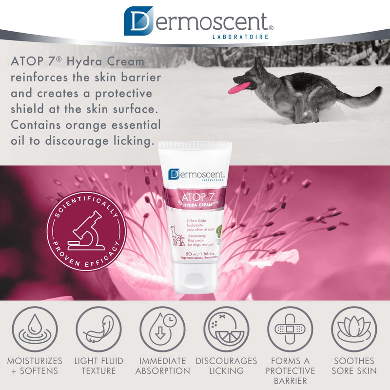 Dermoscent ATOP 7 Hydra Cream for Dogs & Cats for Itchy Dry & Allergy-Prone Skin Relief - Veterinarian Dermatologist Formulated - 50 ml / 1.66 fl. oz. - BeesActive Australia