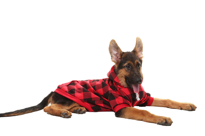 Plaid Dog Hoodie Pet Clothes Sweaters with Hat X-Large (Pack of 1) Red - BeesActive Australia