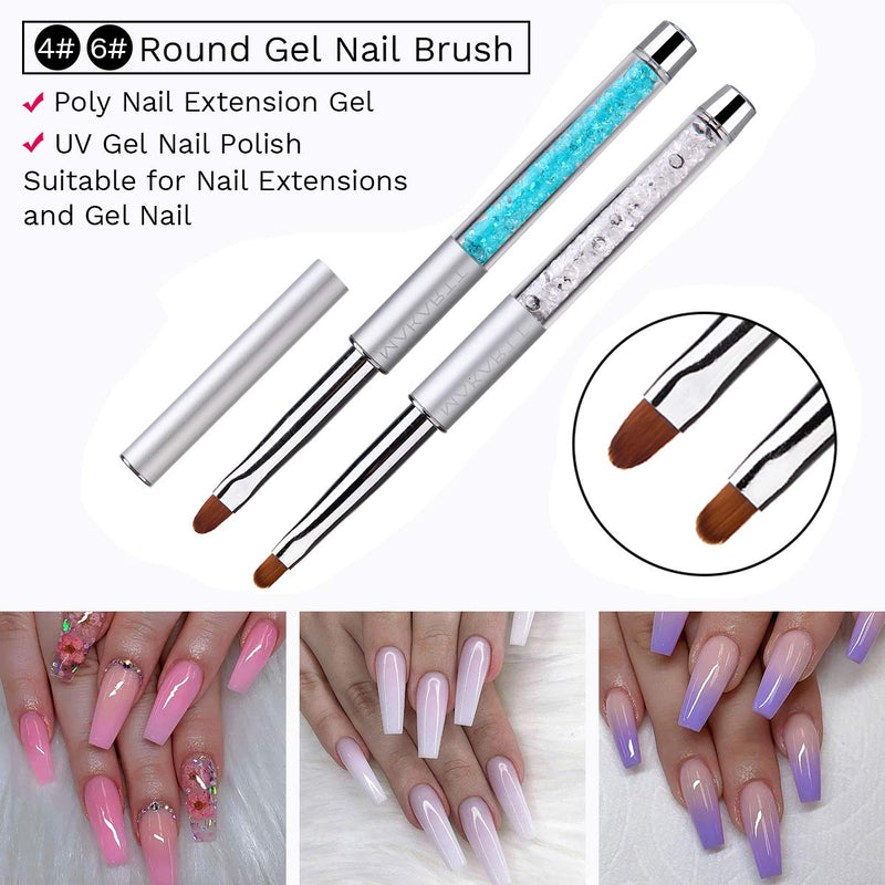 Makartt 6pcs Poly Nail Extension Gel Brush Acrylic Nail Brush Set 3D Gel Nail Art Brush Pen Set with Roll Up Bag Q-10 - BeesActive Australia