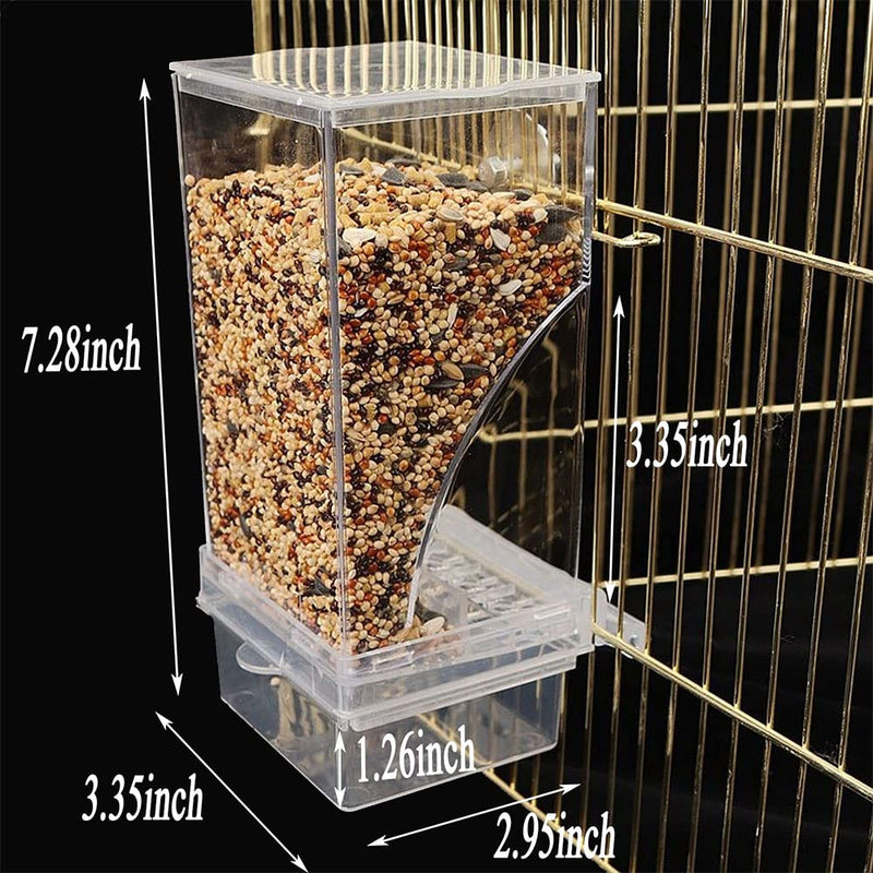Hamiledyi No Mess Bird Feeders Automatic Parrot Feeder Drinker Acrylic Seed Food Container Parakeet Water Dispenser Cage Accessories for Lovebirds Budgies Canary Finch Transparent Bird Feeder with 5 Chew Balls - BeesActive Australia