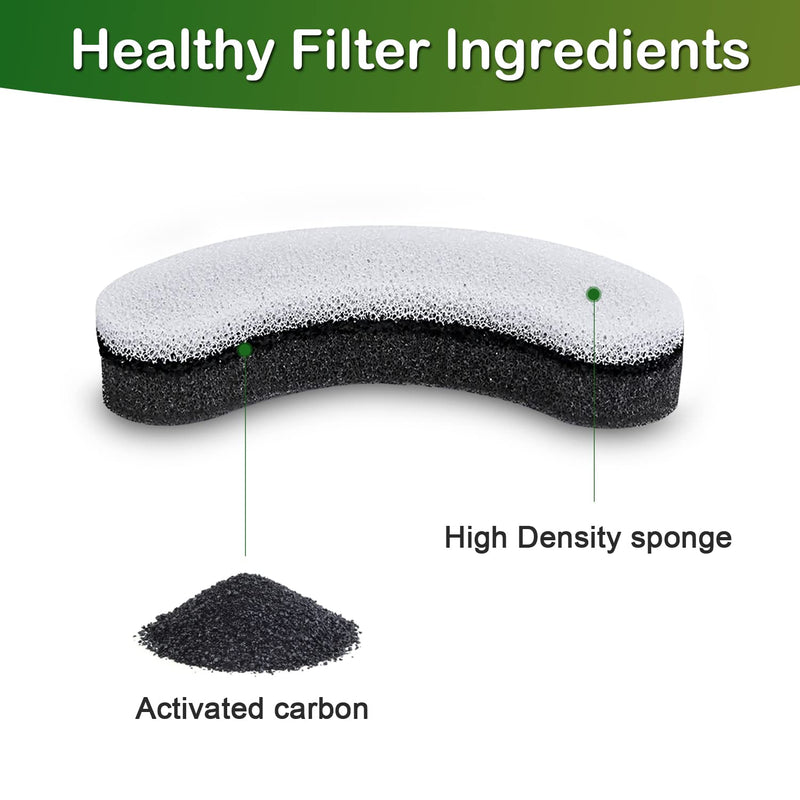 Cat Water Fountain Filter,Arc-Shaped Sponge Activated Carbon Cat Fountain Filter Compatible WF050 & WF100 Automatic Pet Water Fountain 6 Pack - BeesActive Australia