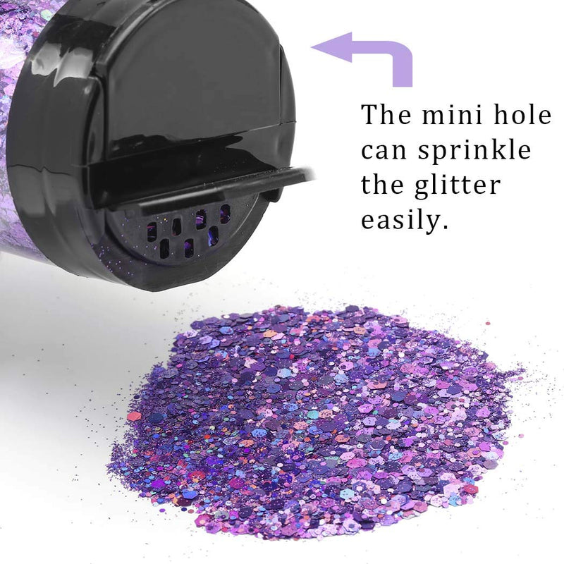 ELABEST Holoqraphic Craft Glitter Bling Sequins 3.5ounce Sparkly Paillette for Crafts, Body Art, Make up, Decoration, Handmade Accessories (Purple) Purple - BeesActive Australia