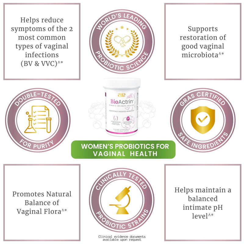 Bioactrin Yeast Infection Treatment for Women Pills– CLINICALLY Tested for Bacterial Vaginosis Treatment for Women Probiotics | Vaginial Ph Balance Pills | Vaginial Supplements for Women (28 Capsules) 28 Count (Pack of 1) - BeesActive Australia