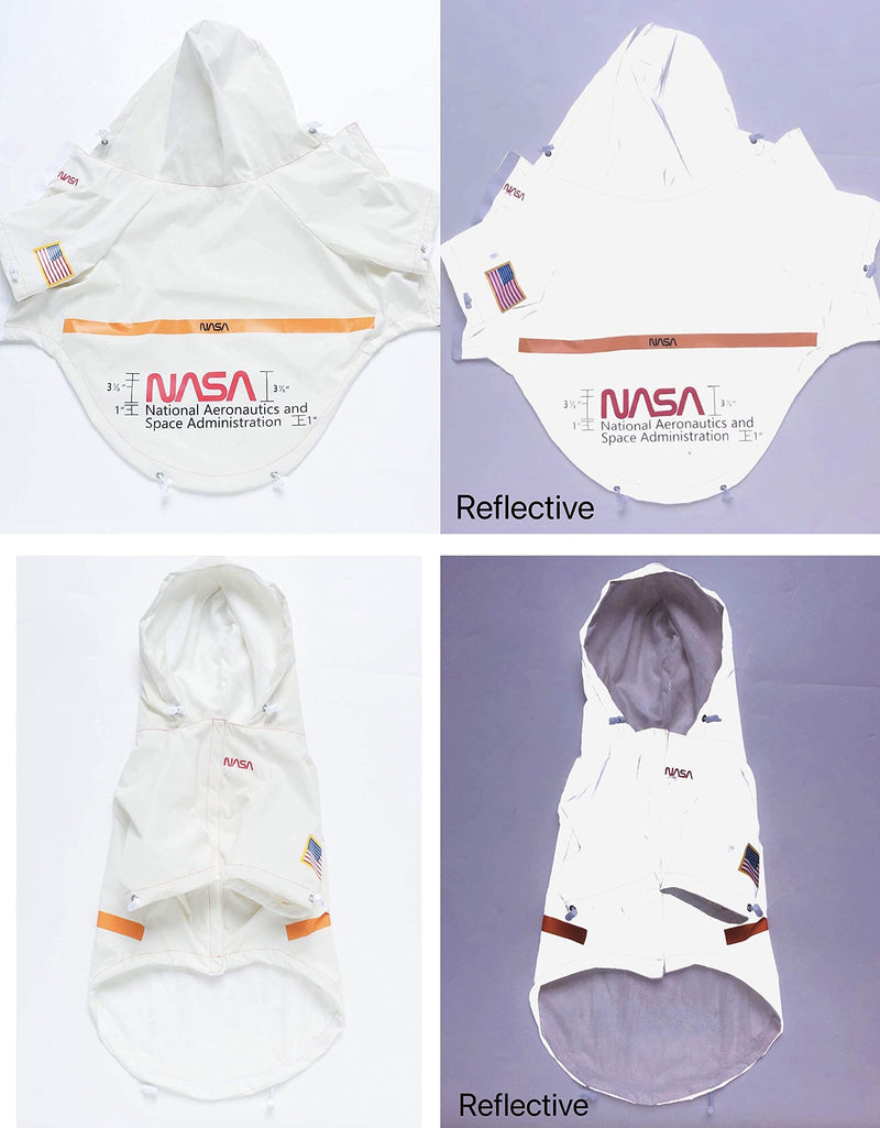 ChoChoCho Dog Raincoats, Reflective Rain Jacket Water Proof, Dog NASA Costume, Dog Clothes, Pet Stylish Streetwear Outfit for Dogs Cat Puppy Small Medium Large 3XL (Chest: 23''-28'' / Suggest: 28-41 lbs) White (Reflective) - BeesActive Australia