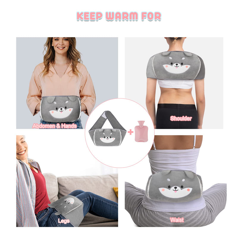 Yungden Hot Water Bottle with Waist Cover, 120cm Cute Animal Wrap Around Warm Water Bottle Belt, Wearable Hot Water Bag Pouch for Belly, Hands, Neck, Back, Shoulder, Legs and Period Cramps Pain Relief Pink-Little Bear - BeesActive Australia