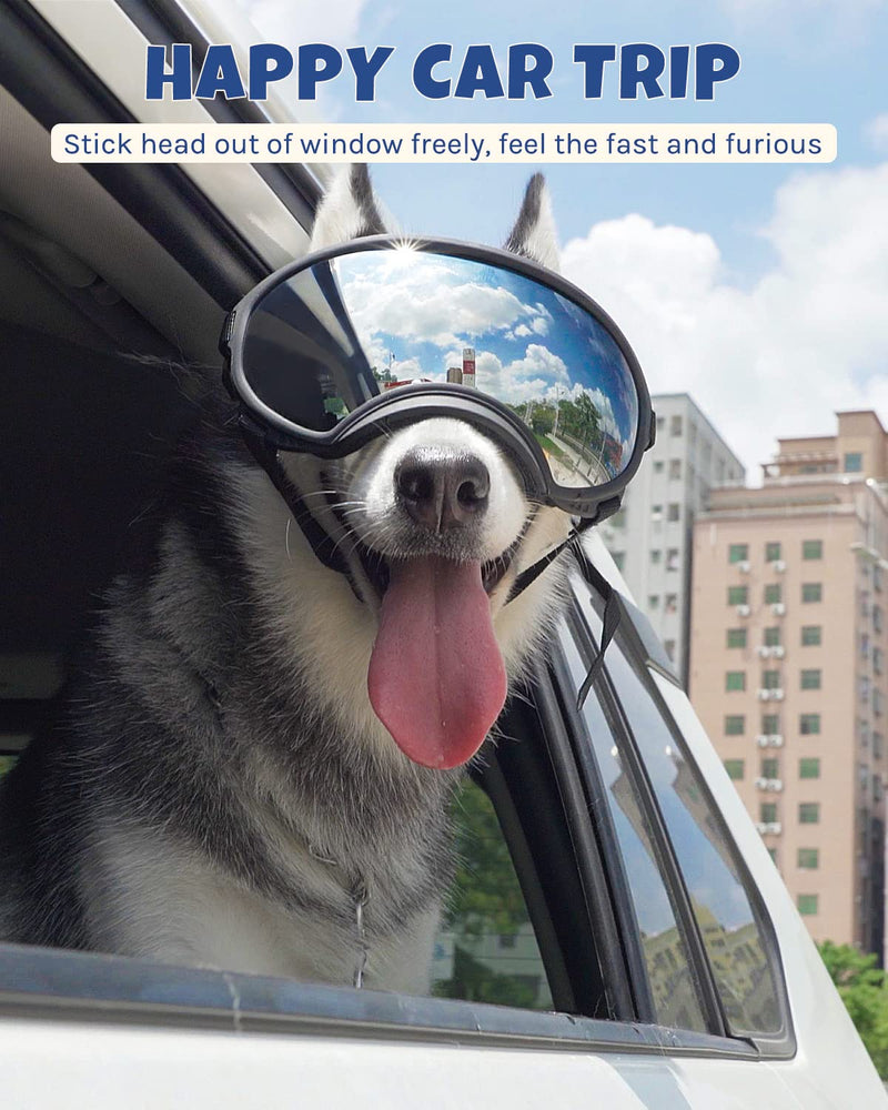 Dog Goggles Large and Medium Breed, UV Protection Windproof and Dustproof. Shatterproof Lens, Breathable Design, Dog Sunglasses Black - BeesActive Australia