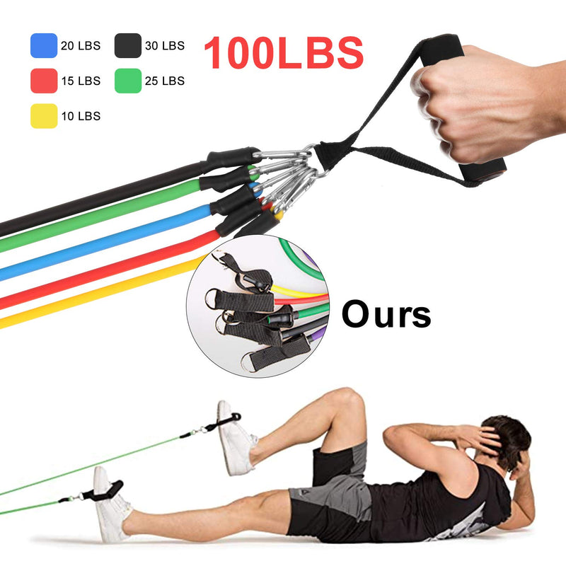 himaly Exercise Resistance Bands Set Strength Training Fitness Tubes Tension Bands with Handles, Door Anchor, Ankle Straps, Workout Guides and Band Guard Equipment for Men and Women - BeesActive Australia