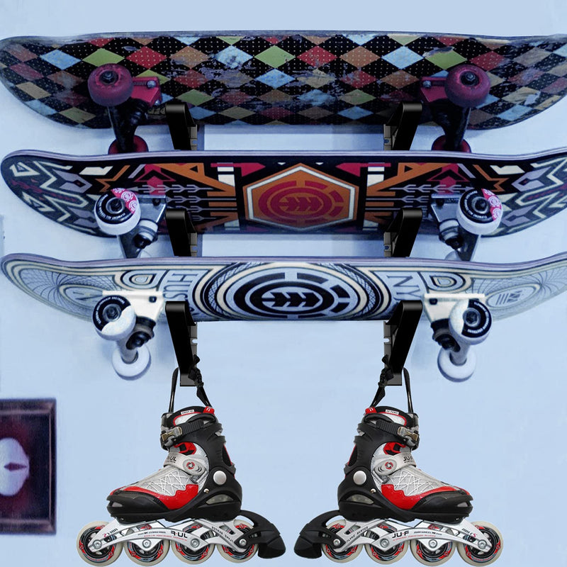 MIND&ACTION Skateboard Wall Mount Rack Board Display Wall Holder,Adjustable Storage Layers Space Saving Design,Versatile Wall Rack for Longboards Scooters Snowboards Skis 1 Board - BeesActive Australia