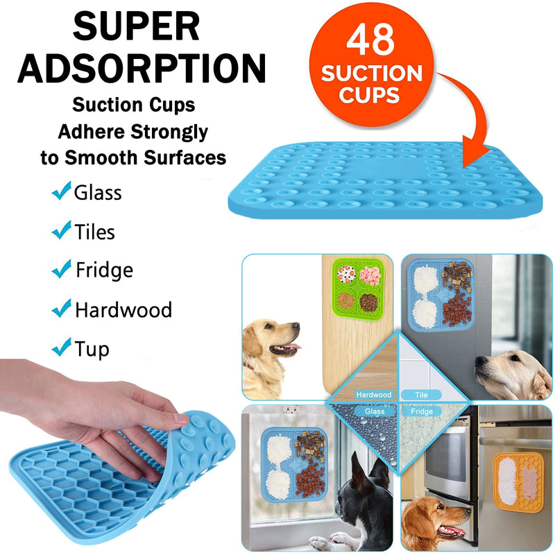 Kwispel Dog Lick Mat, 3 Pcs Lick Mat for Dogs with Suction Cups for Anxiety, Peanut Butter Dog Licking Mat Slow Feeder Dispensing Treater Lick Pad for Dogs Cats Bathing Grooming - BeesActive Australia
