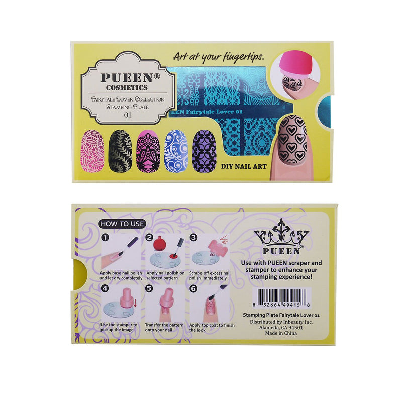 PUEEN Nail Art Stamping Plate - Fairytale Lover 01-125x65mm Unique Nailart Polish Stamping Manicure Image Plates Accessories Kit-BH000557 - BeesActive Australia