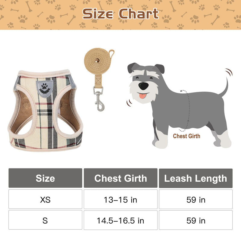 PUPTECK Small Dog Harness and Leash - No Pull Soft Mesh Step-in Puppy Harness, Reflective Adjustable for Small Dogs Cats Walking Beige - BeesActive Australia