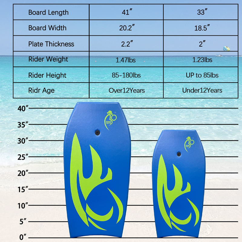 Bo-Toys Body Board Lightweight with EPS Core BLUE 33-INCH - BeesActive Australia