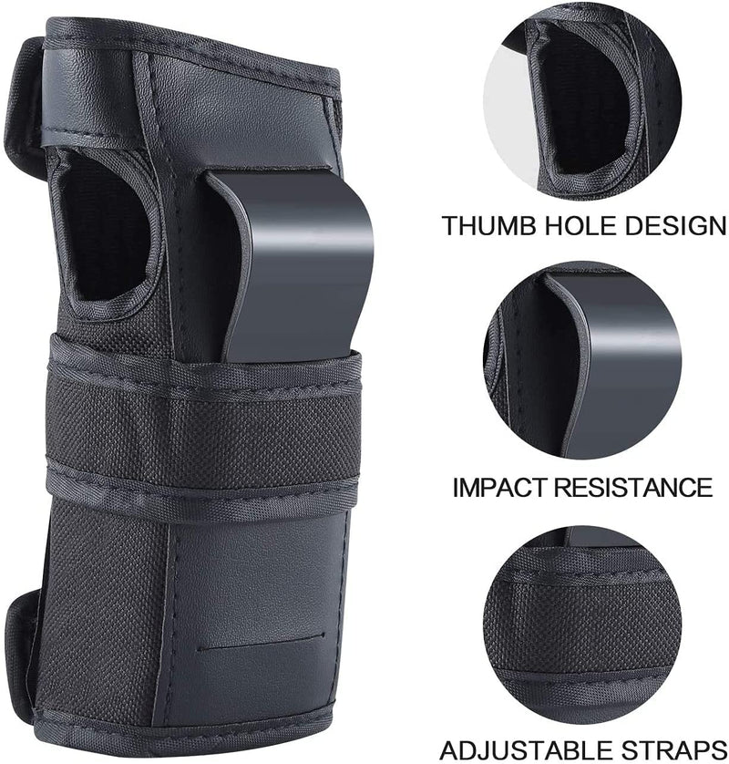 Kids/Adult Knee Pads Elbow Pads Wrist Guards 6 in 1 Protective Gear Set for Skateboarding Skating Biking Roller Skate Cycling BMX Bike Scooter Riding Sports (Small) Small (26-66lbs? Black - BeesActive Australia