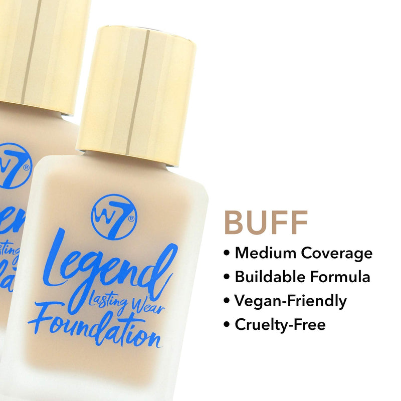 W7 Legend Foundation - Creamy Liquid Foundation for Poreless, Semi-Matte Medium Coverage - 28ml (Buff) Buff - BeesActive Australia