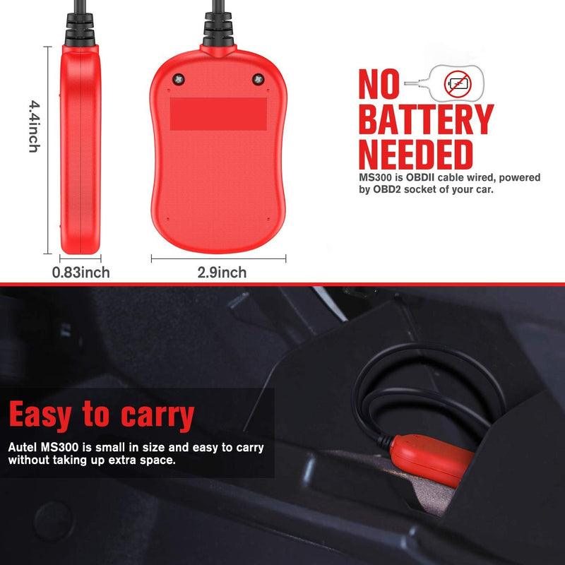 Autel MS300 OBD2 Scanner Code Reader, Turn Off Check Engine Light, Read & Erase Fault Codes, Check Emission Monitor Status CAN Diagnostic Scan Tool - BeesActive Australia