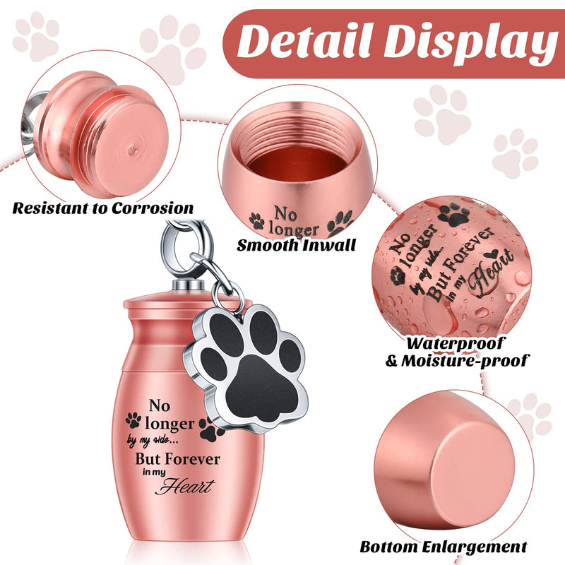 Tudomro Cylinder Cremation Urn Keychain Memorial Ashes Jewelry Pet Urns for Dogs Ashes Pet Cremation Jewelry Dog Ashes Keepsake Stainless Steel Pet Puppy Dog Paw Charm with Storage Bag for Memorial Pink - BeesActive Australia
