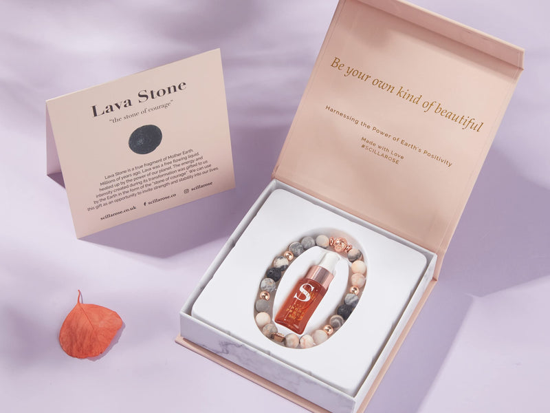 Anti-Anxiety Bracelet for Women- Crystal Bracelet, Lava Rock and Love Lock Charm - Good Sleep Essential Oil - Beaded Wellness Bracelet - Relaxation, Aromatherapy Gifts for Women – Gift Box Pink Zebra Jasper - BeesActive Australia