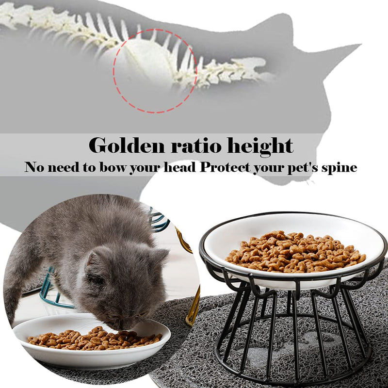 Wellbro Cat Bowls, Elevated Cat Bowl, Raised Ceramic Cat Dish with Metal Stand, Pet Water or Food Feeding Station for Indoor Cats, Kitten, Puppies and Small Dogs, Dishwasher Safe Raised Cat Bowl - BeesActive Australia