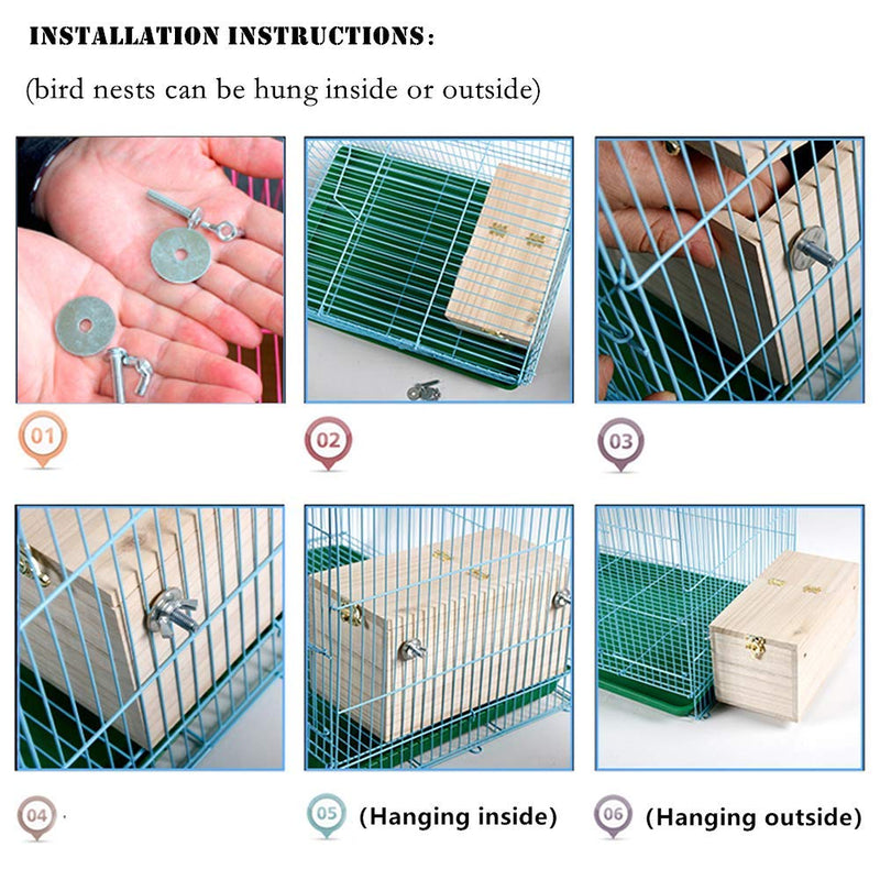 YJJKJ Pine Wood Parakeet Nest Box Bird House Budgie Breeding Mating Box for Lovebirds Cockatiel Parrotlets Medium - BeesActive Australia