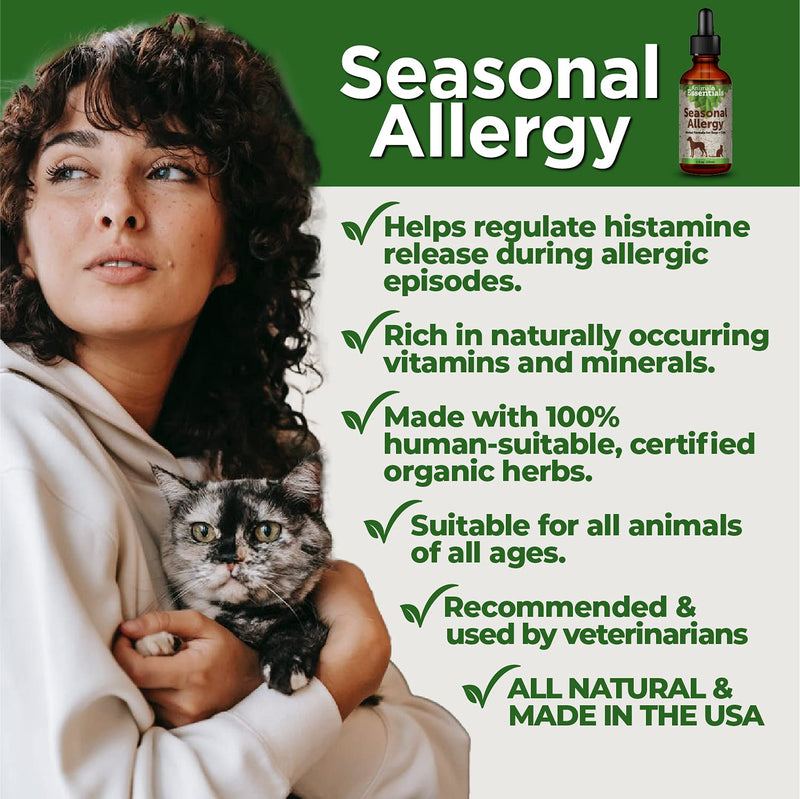Animal Essentials Seasonal Allergy Herbal Supplement for Dogs & Cats - Made in The USA, Sweet Tasting Allergy Relief 1 fl oz (30 ml) - BeesActive Australia