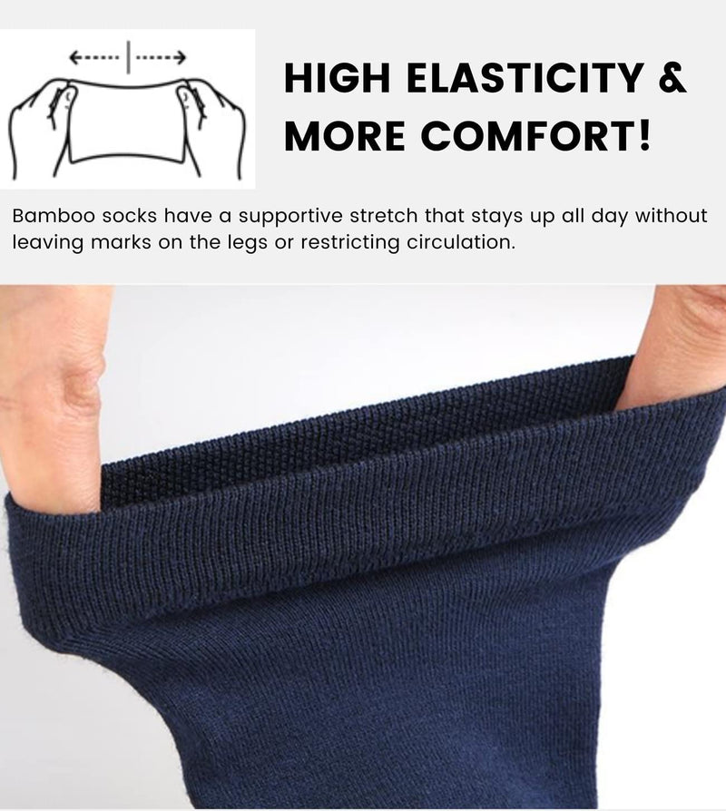 Adabella Mens Premium Bamboo Crew Socks 6 Pairs - Athletic Moisture Wicking Lightweight Seamless Thin Soft Comfortable Socks Black - BeesActive Australia