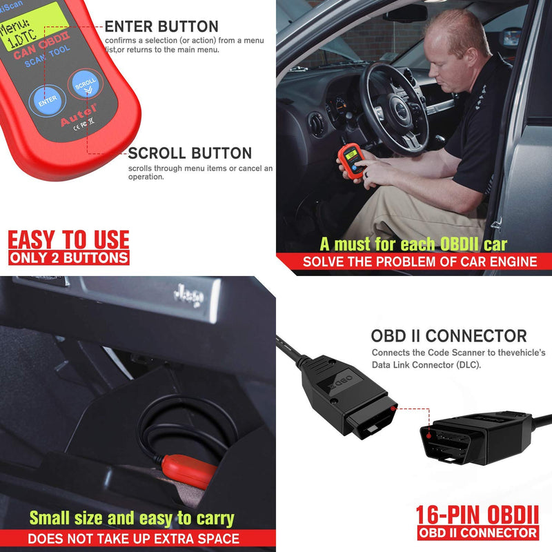 Autel MS300 OBD2 Scanner Code Reader, Turn Off Check Engine Light, Read & Erase Fault Codes, Check Emission Monitor Status CAN Diagnostic Scan Tool - BeesActive Australia