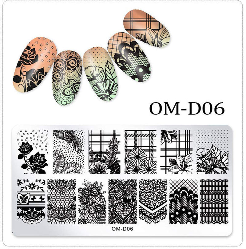 WOKOTO 5Pcs Nail Stamping Kit Flower Mandala Lace Animal Unicorn Design Stamping Plates Nail Art Set - BeesActive Australia