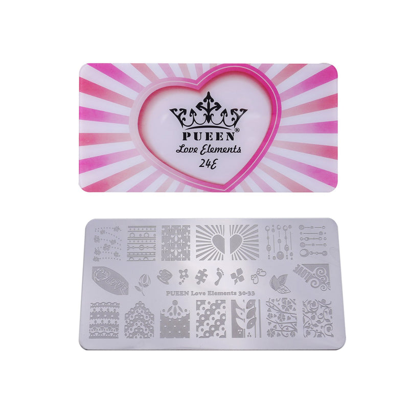 PUEEN Nail Art Stamping Plate - Love Elements #2 (30-33) - 125x65mm Nailart Polish Stamping Manicure Image Plates Accessories Kit-BH000612 - BeesActive Australia