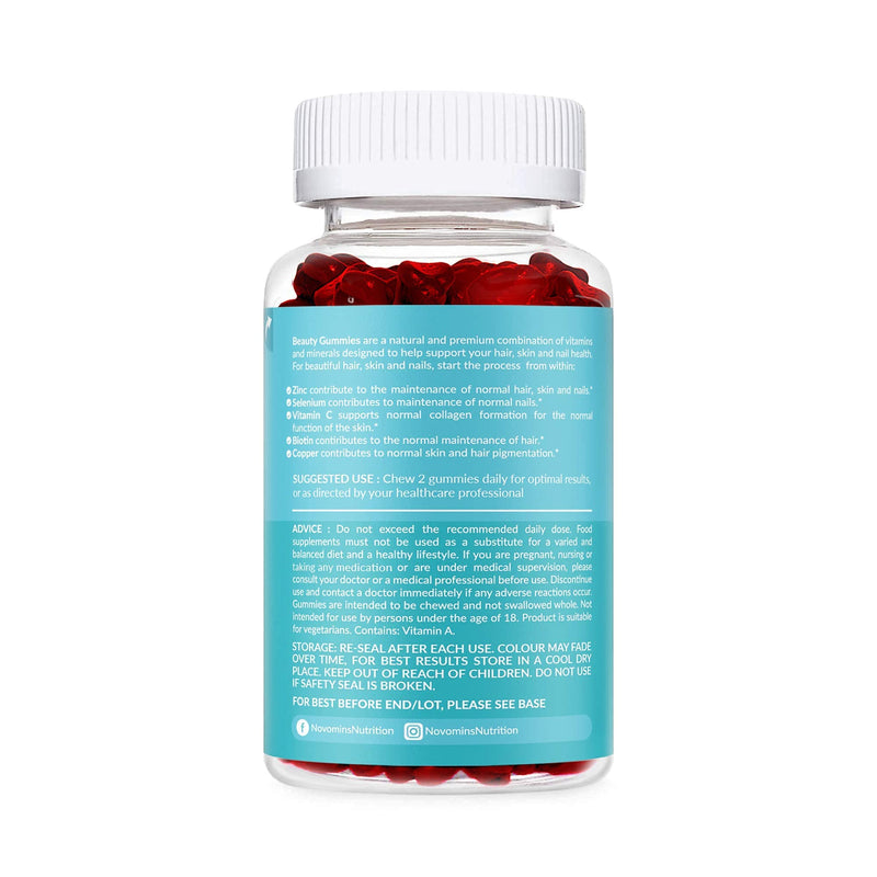 Hair Gummies for Hair Growth - Chewable Hair Vitamins - Biotin - Vegan - Skin Hair Nail Vitamins for Women & Men by Novomins - BeesActive Australia
