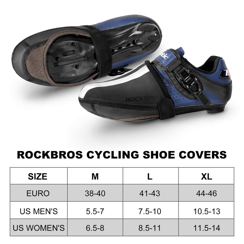 ROCKBROS Cycling Shoe Covers Thermal Toe Cover Warmers Waterproof Bicycle Overshoes for Men Women MTB Road Bike Shoe Cover Kevlar Protectors Black L Size - BeesActive Australia