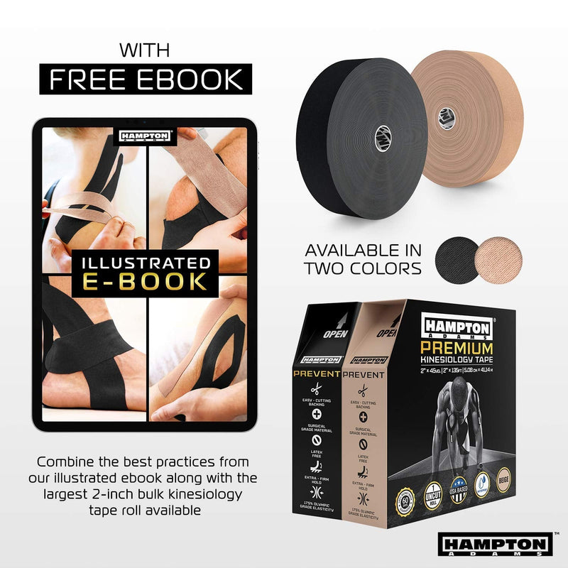 (135 Feet) Bulk Kinesiology Tape Waterproof Roll Sports Therapy Support for Knee, Muscle, Wrist, Shoulder, Back/Original Uncut Premium Therapeutic Elastic & Hypoallergenic Cotton - (Black) - BeesActive Australia