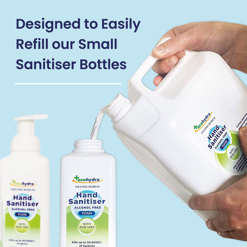 EcoHydra Alcohol Free Foam Hand Sanitiser - 500ml With Pump | NHS Approved, Hospital Grade Sanitiser | Kills Up To 99.9999% of Bacteria and Viruses | Kind On Skin, Safe For Children, Unscented 1 Count (Pack of 1) - BeesActive Australia
