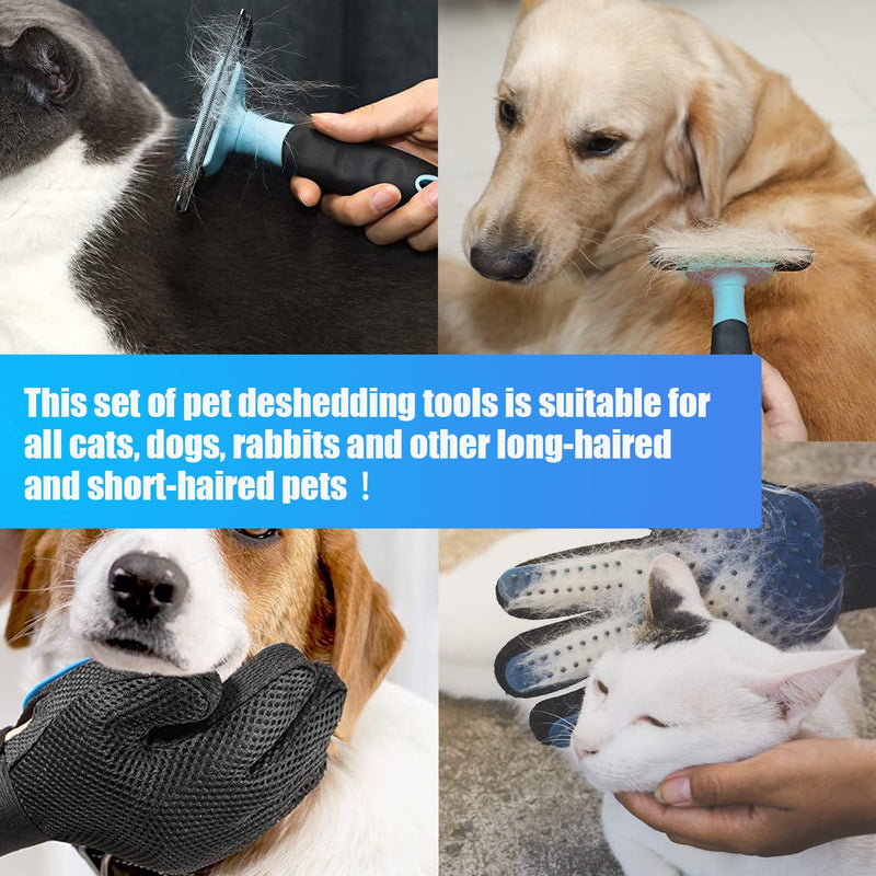 lanimal Deshedding Brush, Deshedding Tool for Dogs & Cats-Effectively Reduces Shedding by up to 95% for Long Medium and Short Pet Hair,With pet washing gloves. - BeesActive Australia