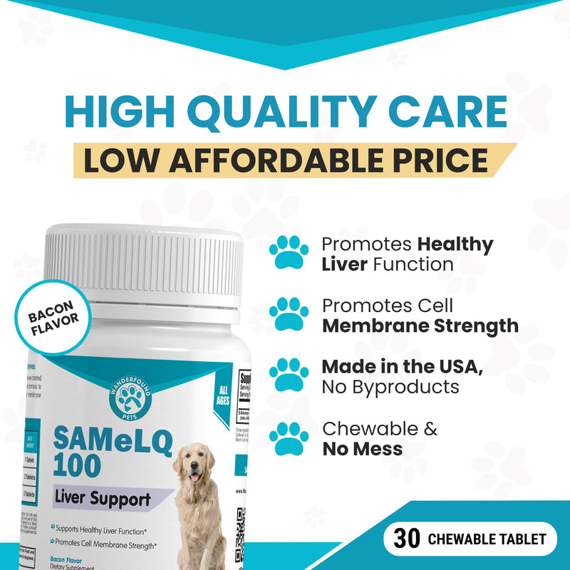 SAMeLQ 100, Liver Support for Dogs, SAM e Chewable Hepatic Support for Dogs, Promotes Cell Membrane Strength 60 counts - BeesActive Australia