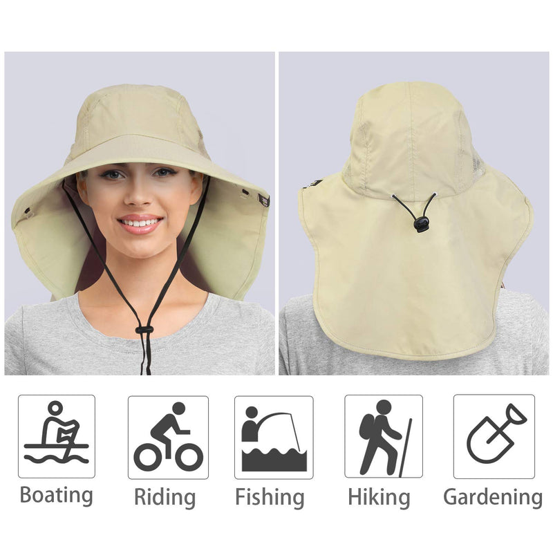 [AUSTRALIA] - Sun Hat for Men with UV Protection Wide Brim Safari Hike Cap w/Neck Flap Cover #1 Tan 
