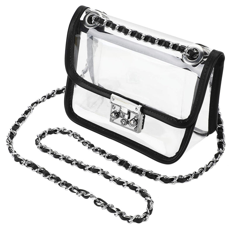 QiuQiuQi Clear Purse, Crossbody Shoulder Handbag Bag Stadium/Concert Venues Approved Clear Bag Black - BeesActive Australia