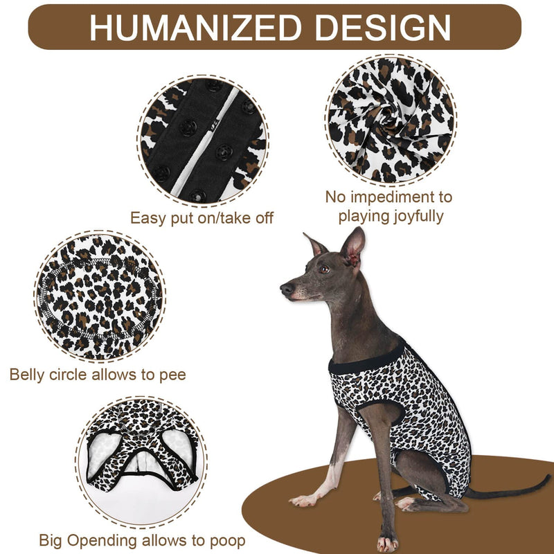 Due Felice Dog Surgery Recovery Suit Pet Onesie After Surgery Wear Pet E-Collar Alternative for Female Male Dog X-Large Leopard Print - BeesActive Australia