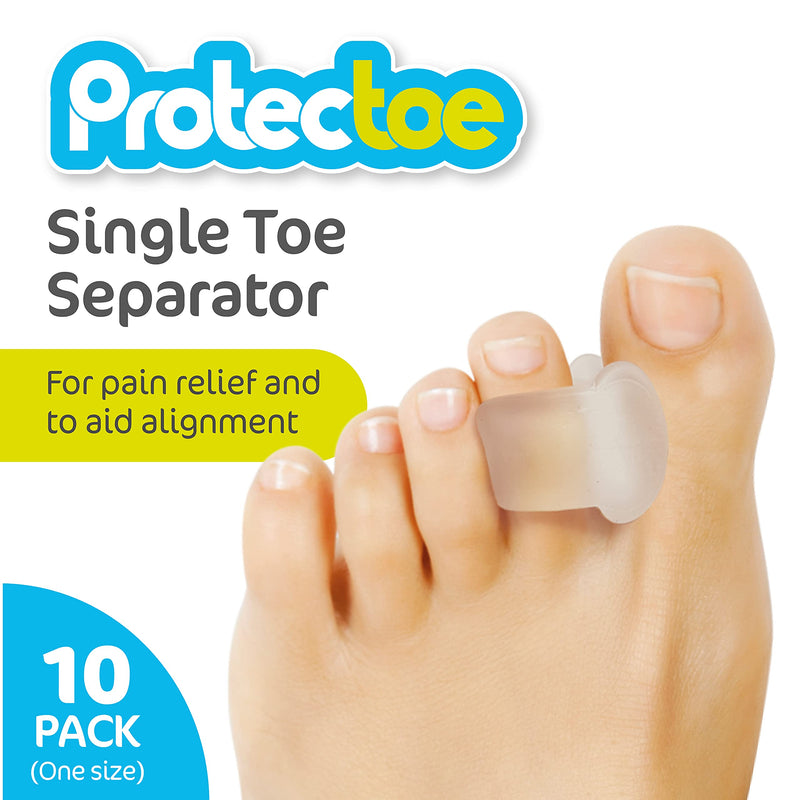 Protectoe Single Gel Toe Separator for Overlapping Toes, Toe Spacer - Box of 10 Gel Separators - BeesActive Australia