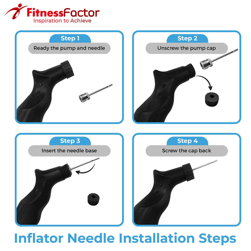 Fitness Factor Small Dual Action Ball Pump - Hand Air Pump for Inflatable Balls - Perfect for Basketball, Volleyball, Soccer and Football | Comes with 3 Additional Inflating Needles Grey - BeesActive Australia