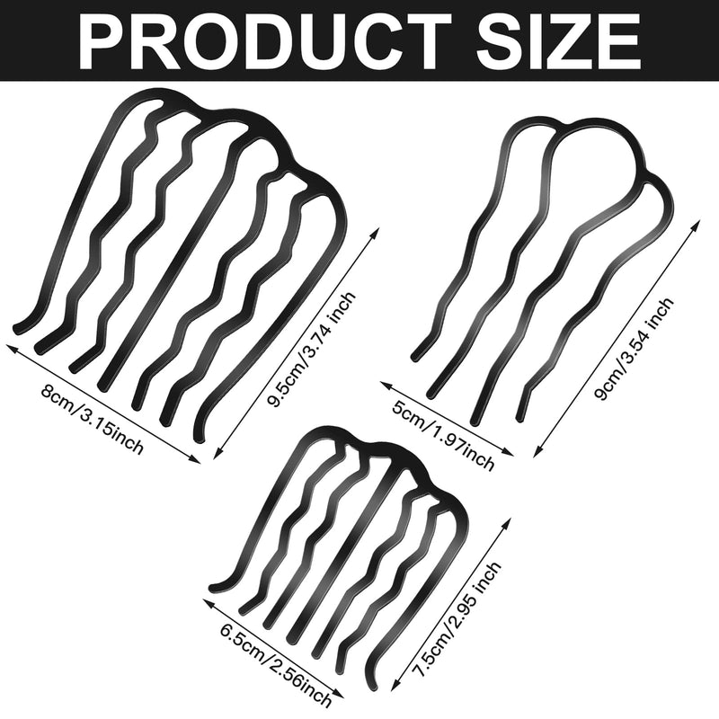 9 Pcs Metal Hair Combs Hair Pins Hair Fork Clip Updo Hair Accessories U-Shape Twist Hair Tool Hair Side Combs for Women Hair Accessories for Women Girls (Classic Style) Classic Style - BeesActive Australia